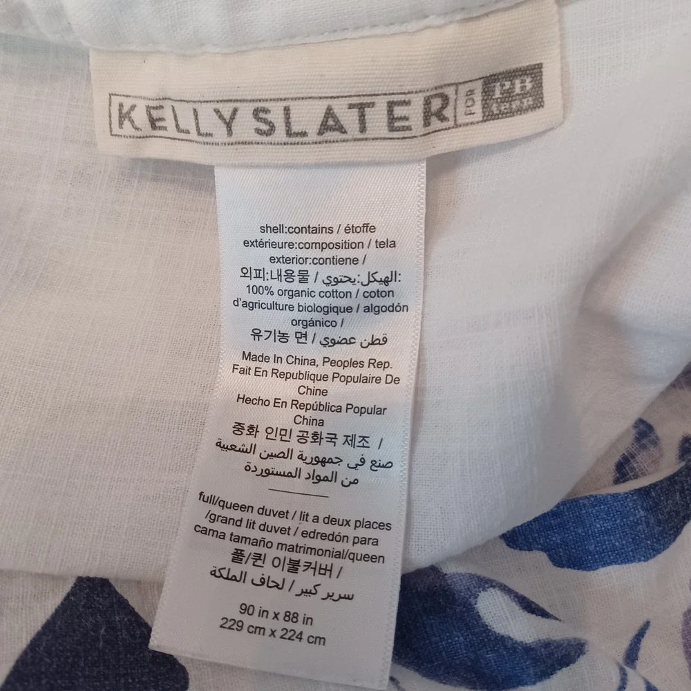 PBteen Kelly Slater F/Q Ocean Floral Duvet Cover Blue Organic Cotton Coastal